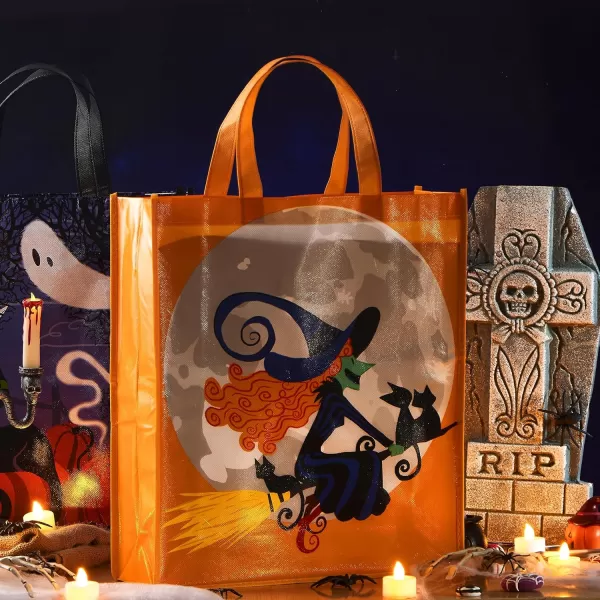JOYIN 12 Halloween Large Treat Goody Tote Bags 17 x 15 for Halloween Trick or Treat Candy Bags Gift Goodie Bags School Classroom Bags Party Favor Supplies