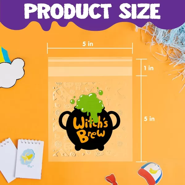 JOYIN 150 PCS Halloween Cellophane Treat Bags Self Adhesive Clear Cookie and Candy Bags for Kids Trick or Treating Goodie Gift Ziplock Bags for Halloween Party Favors Supplies
