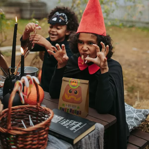 JOYIN 24 PCS Halloween Kraft Paper Treat Bags with Character Designs Halloween Candy Bag with Kraft Paper Bag ampamp Sticker Halloween Candy Gift Bags for Party Favor Party Supplies