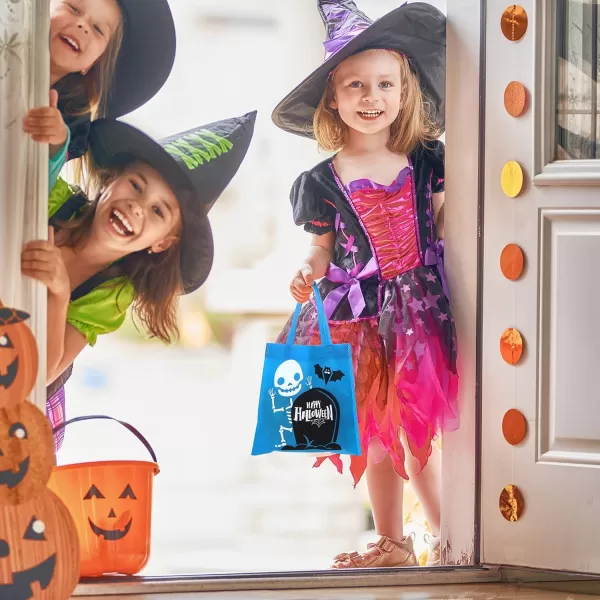 JOYIN 32 NonWoven Halloween Tote Gift Bags Colorful for Kids 6 Patterns Design Trick or Treat Bags for Halloween Party Favor Supplies Reusable Goody Candy Bag Halloween Snacks Goodie BagsMulticolor