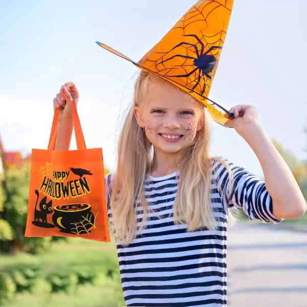 JOYIN 32 NonWoven Halloween Tote Gift Bags Colorful for Kids 6 Patterns Design Trick or Treat Bags for Halloween Party Favor Supplies Reusable Goody Candy Bag Halloween Snacks Goodie BagsMulticolor