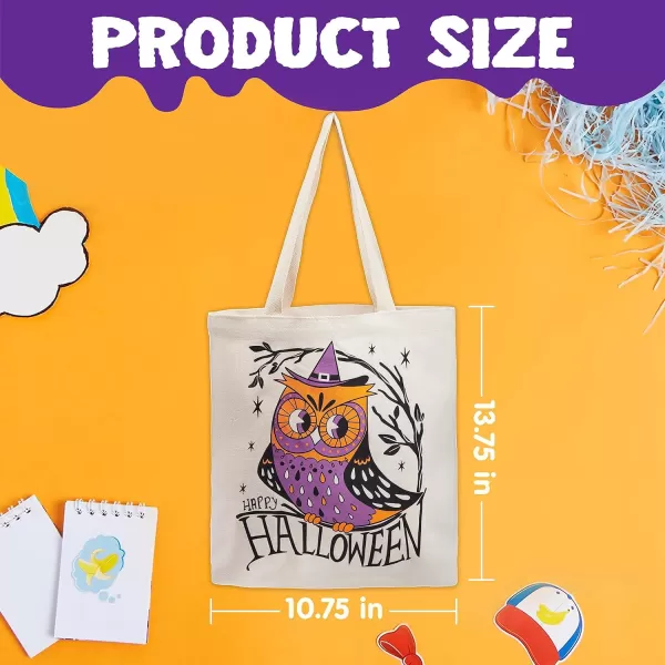 JOYIN 3PCS 1375 Large Halloween Tote Treat Bags for Trick or Treating Halloween Goodie Candy Bags Reusable Canvas Gift Bags for Kids Party Favor Supplies Snack Grocery Bags with Handles