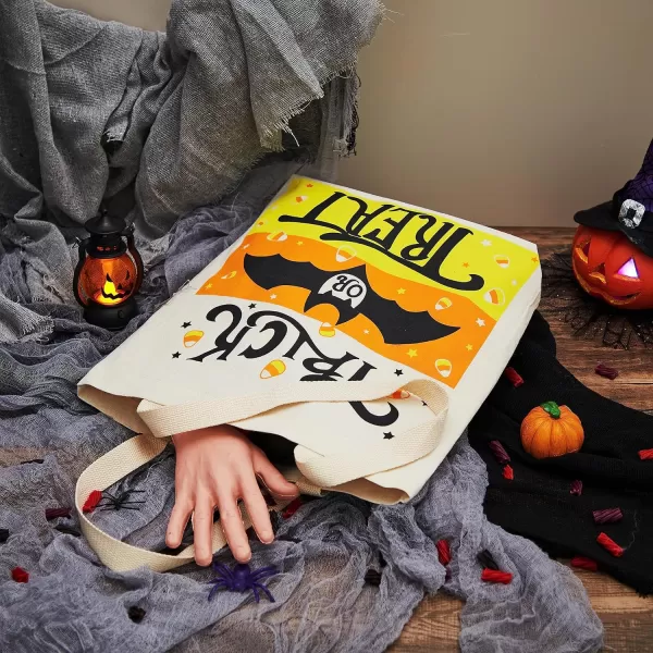 JOYIN 3PCS 1375 Large Halloween Tote Treat Bags for Trick or Treating Halloween Goodie Candy Bags Reusable Canvas Gift Bags for Kids Party Favor Supplies Snack Grocery Bags with Handles