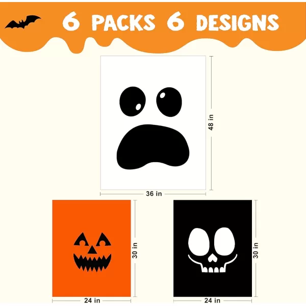 JOYIN 6 Pcs Halloween Leaf Bags Pumpkin Leaf Lawn Bags for Yard Fall Leaf Outdoor Decorations Plastic Resuable Jack o Lantern Trash Bag for Halloween Decor Party Favors Party Supplies