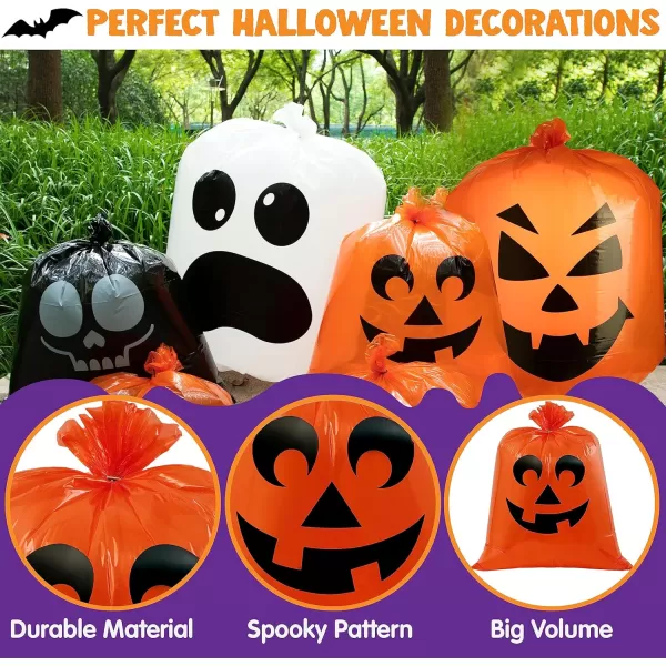 JOYIN 6 Pcs Halloween Leaf Bags Pumpkin Leaf Lawn Bags for Yard Fall Leaf Outdoor Decorations Plastic Resuable Jack o Lantern Trash Bag for Halloween Decor Party Favors Party Supplies