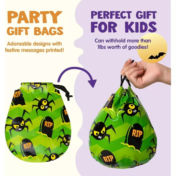 JOYIN 60 Halloween Drawstring Goody Treats Bags for Kids Halloween Trick or Treat Party Favor Supplies Classroom Candy Goodie Bags