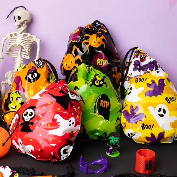 JOYIN 60 Halloween Drawstring Goody Treats Bags for Kids Halloween Trick or Treat Party Favor Supplies Classroom Candy Goodie Bags