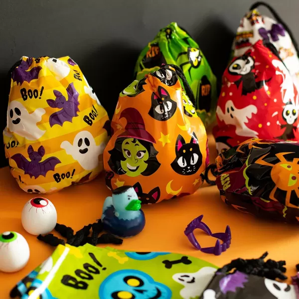 JOYIN 60 Halloween Drawstring Goody Treats Bags for Kids Halloween Trick or Treat Party Favor Supplies Classroom Candy Goodie Bags