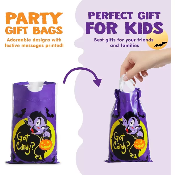 JOYIN 60 Pcs Halloween Drawstring Treat Bags Goodie Candy Trick or Treat Bags Bulk 6 Design Goody Bags for Trick or Treating Small Plastic Snack Gifts Bags for Kids Halloween Party Favors Supplies