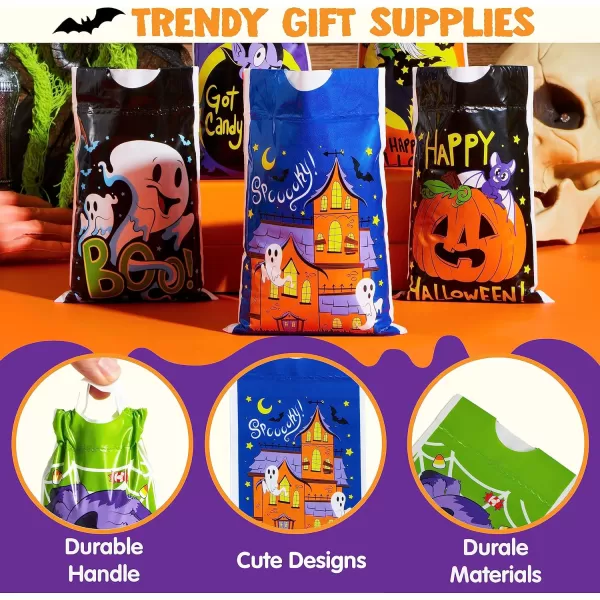 JOYIN 60 Pcs Halloween Drawstring Treat Bags Goodie Candy Trick or Treat Bags Bulk 6 Design Goody Bags for Trick or Treating Small Plastic Snack Gifts Bags for Kids Halloween Party Favors Supplies