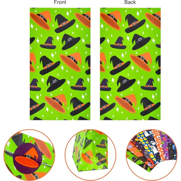 JOYIN 72 PCS Halloween Paper Treat Bags with Stickers Halloween Candy Goodie Bags with 12 Character Designs for Halloween Party Supply Trick or Treat Paper Bags for Party Favors