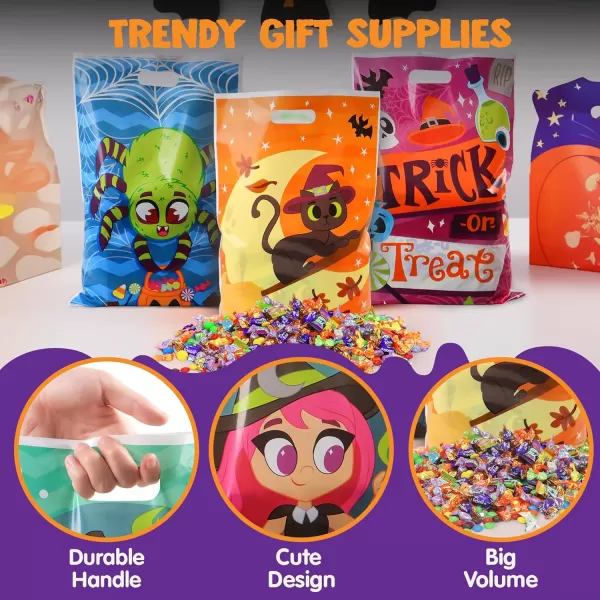 JOYIN 72 Pcs Halloween Goodie Bags Halloween Candy Bags in 6 Designs for Kids Snacks Party Favors Trick or Treating Bag for Halloween Party Supplies Snacks Stuffers Prizes