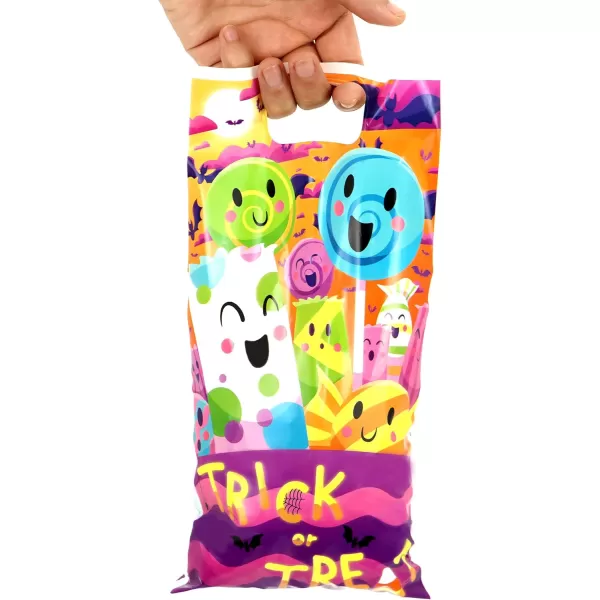 JOYIN 72 Pcs Halloween Plastic Treat Bags with Doubleside Print Halloween Candy Cookie Bags Halloween Goodie Bags Gift Bags for Halloween Party Favors TrickorTreating Halloween Treats