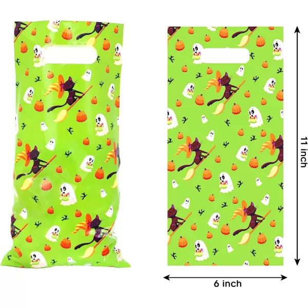 JOYIN 72 Pcs Halloween Plastic Treat Bags with Doubleside Print Halloween Candy Cookie Bags Halloween Goodie Bags Gift Bags for Halloween Party Favors TrickorTreating Halloween Treats