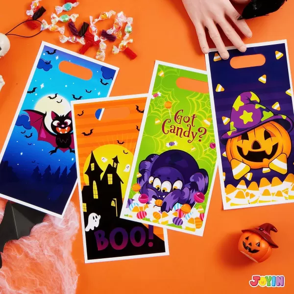JOYIN 72 Pieces Halloween Trick Or Treat Bags in 4 Designs for TrickorTreating Halloween Party Favors Event Party Supplies Halloween Goodie Candy Bags