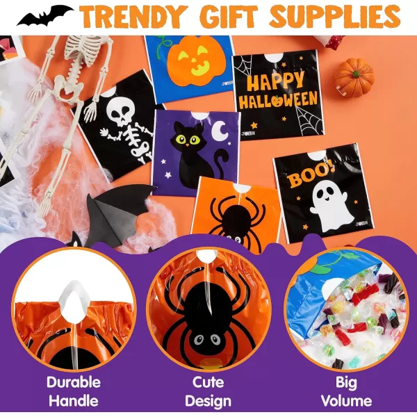 JOYIN 96 Pcs Halloween Drawstring Candy Bags Small Trick or Treat Bags Bulk Plastic Goodie Bags for Trick or Treating Gift Bags for Kids Boys Girls Halloween Party Favors Supplies