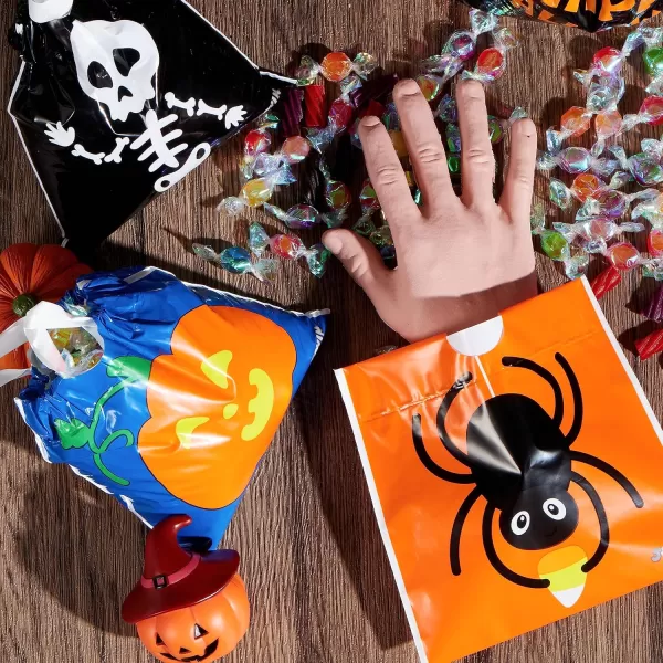 JOYIN 96 Pcs Halloween Drawstring Candy Bags Small Trick or Treat Bags Bulk Plastic Goodie Bags for Trick or Treating Gift Bags for Kids Boys Girls Halloween Party Favors Supplies
