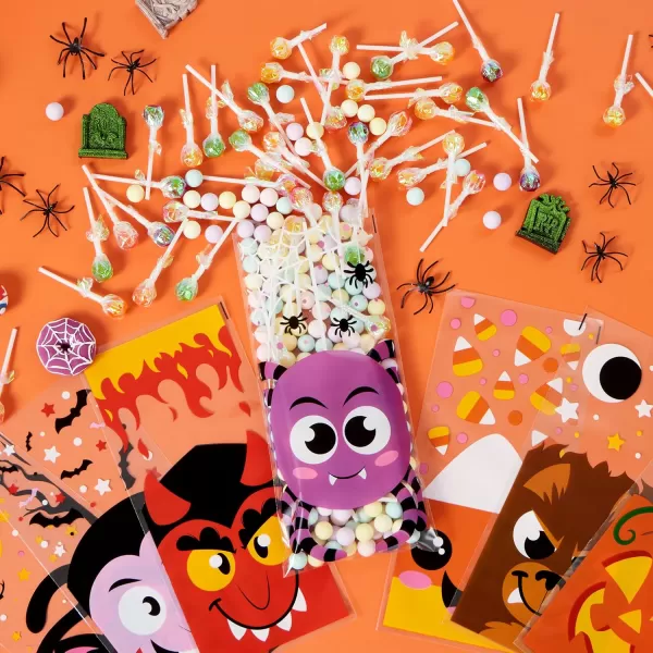 JOYIN 108 Pcs Halloween Cellophane Bags with Twist Tie Candy Treat Bags Sweet Bags Gift Bags Party Favors for Halloween Day Table Decor and Party Favor