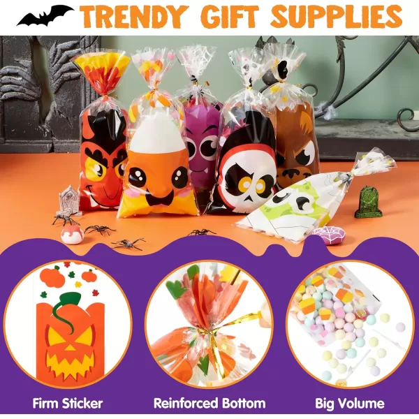 JOYIN 108 Pcs Halloween Cellophane Bags with Twist Tie Candy Treat Bags Sweet Bags Gift Bags Party Favors for Halloween Day Table Decor and Party Favor