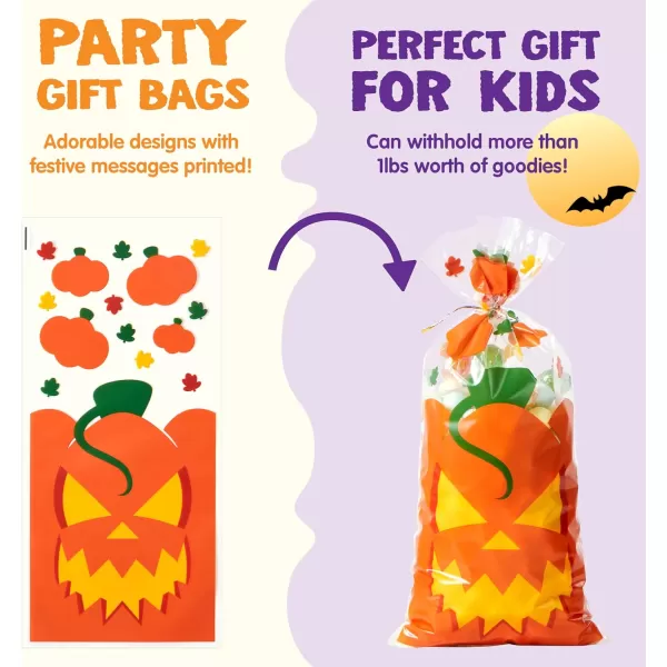 JOYIN 108 Pcs Halloween Cellophane Bags with Twist Tie Candy Treat Bags Sweet Bags Gift Bags Party Favors for Halloween Day Table Decor and Party Favor