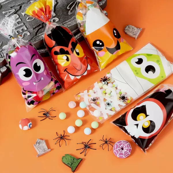 JOYIN 108 Pcs Halloween Cellophane Bags with Twist Tie Candy Treat Bags Sweet Bags Gift Bags Party Favors for Halloween Day Table Decor and Party Favor