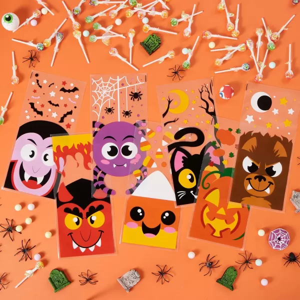 JOYIN 108 Pcs Halloween Cellophane Bags with Twist Tie Candy Treat Bags Sweet Bags Gift Bags Party Favors for Halloween Day Table Decor and Party Favor