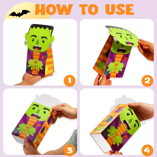JOYIN 36PCS Halloween Treat Goodies Bags 5  8quot DieCut Flip Over Candy Box Bulk Gift Bag for Trick or Treating 8 Design NonCandy Trick or Treat Cookies Box for Kids Halloween Party Favor Supplies