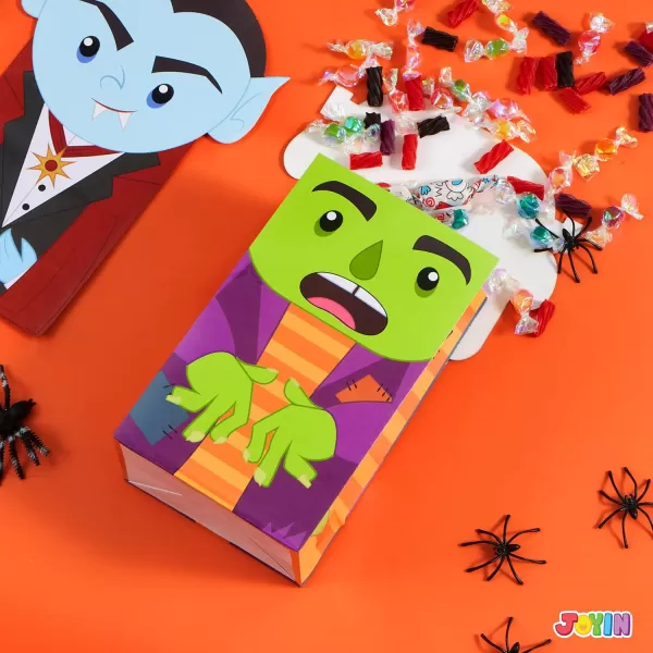 JOYIN 36PCS Halloween Treat Goodies Bags 5  8quot DieCut Flip Over Candy Box Bulk Gift Bag for Trick or Treating 8 Design NonCandy Trick or Treat Cookies Box for Kids Halloween Party Favor Supplies