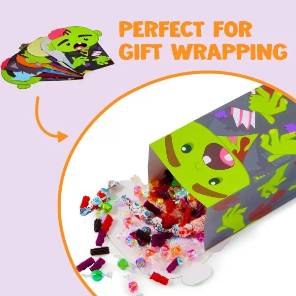 JOYIN 36PCS Halloween Treat Goodies Bags 5  8quot DieCut Flip Over Candy Box Bulk Gift Bag for Trick or Treating 8 Design NonCandy Trick or Treat Cookies Box for Kids Halloween Party Favor Supplies