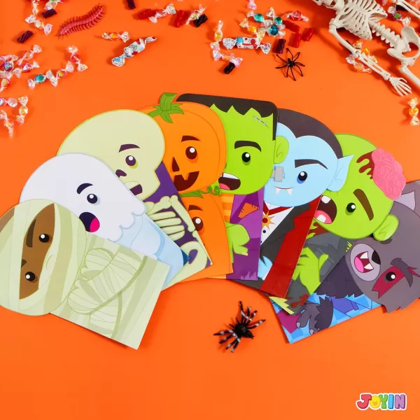 JOYIN 36PCS Halloween Treat Goodies Bags 5  8quot DieCut Flip Over Candy Box Bulk Gift Bag for Trick or Treating 8 Design NonCandy Trick or Treat Cookies Box for Kids Halloween Party Favor Supplies