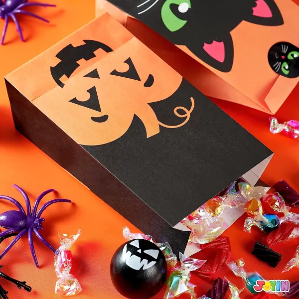 JOYIN 60 PCS Halloween Characters Paper Treat Bags Trick or Treat Goodie Bags Candy Bags with Stickers for Halloween Party Favor Supplies