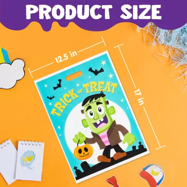 JOYIN 72 PCS Halloween Candy Bag for Trick or Treat Halloween Treat Bags with 6 Designed Characters Halloween Plastic Goodie Gift Bags for Party Favors Party Supplies