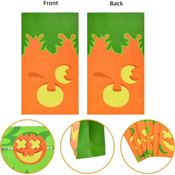 JOYIN 72 PCS Halloween Paper Treat Bags with Pumpkin Face Halloween Goodie Bags with Stickers Halloween Candy Gift Bags for Party Favor Halloween Trick or Treat Bags for Party Supplies