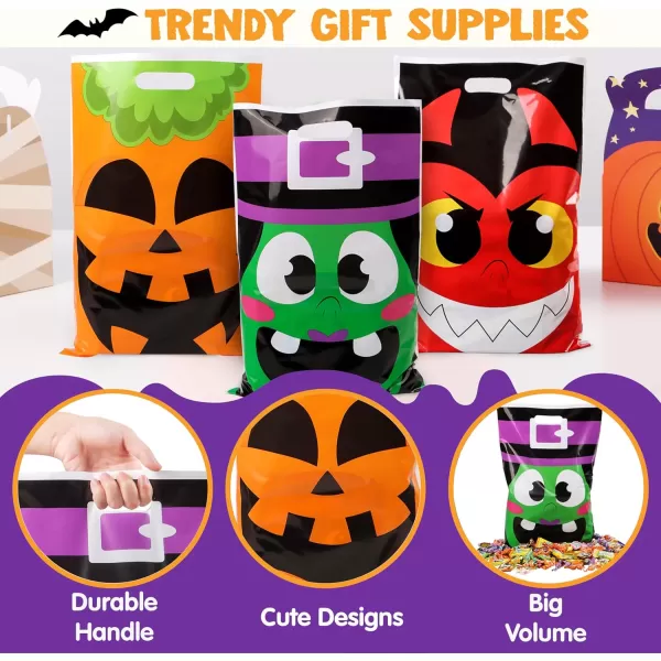 JOYIN 72 Pcs Halloween Bags Plastic Goodie Bags in 6 Designs for Halloween Candy Trick or Treating Party Favors Halloween TrickorTreat Snacks Party Supplies Classroom Prizes