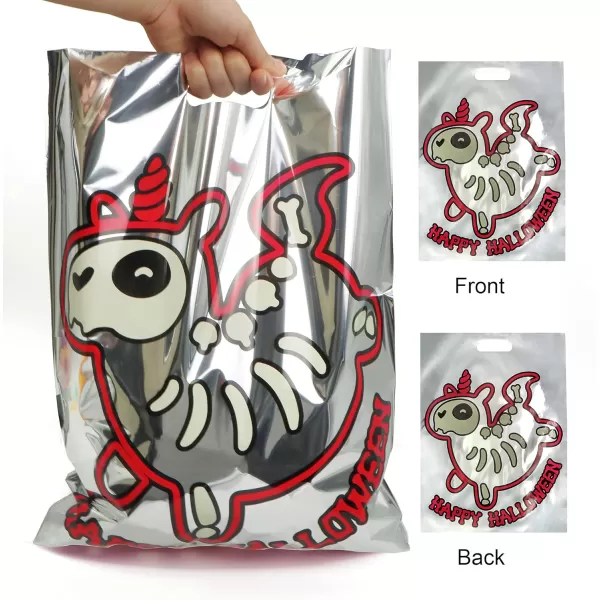 JOYIN 72 Pcs Halloween Goodie Bags Large Reflective Trick or Treat Bags Holographic Foil Candy Bags in 6 Designs Halloween Goody Gift Bags for Kids Halloween Party Favor Supplies Halloween Treats