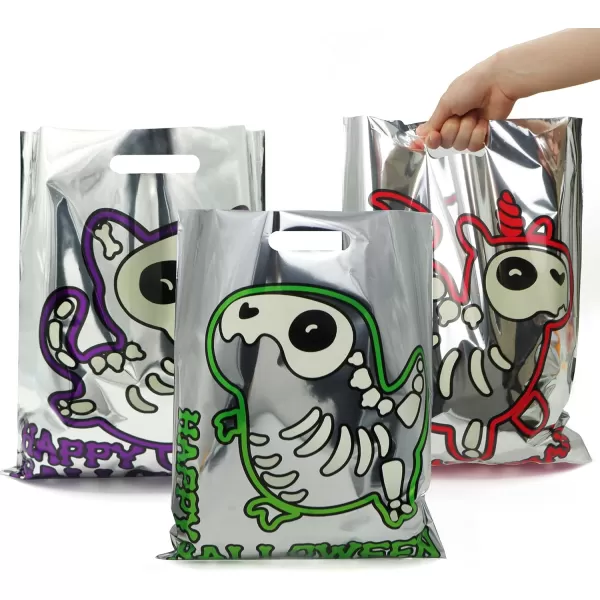 JOYIN 72 Pcs Halloween Goodie Bags Large Reflective Trick or Treat Bags Holographic Foil Candy Bags in 6 Designs Halloween Goody Gift Bags for Kids Halloween Party Favor Supplies Halloween Treats