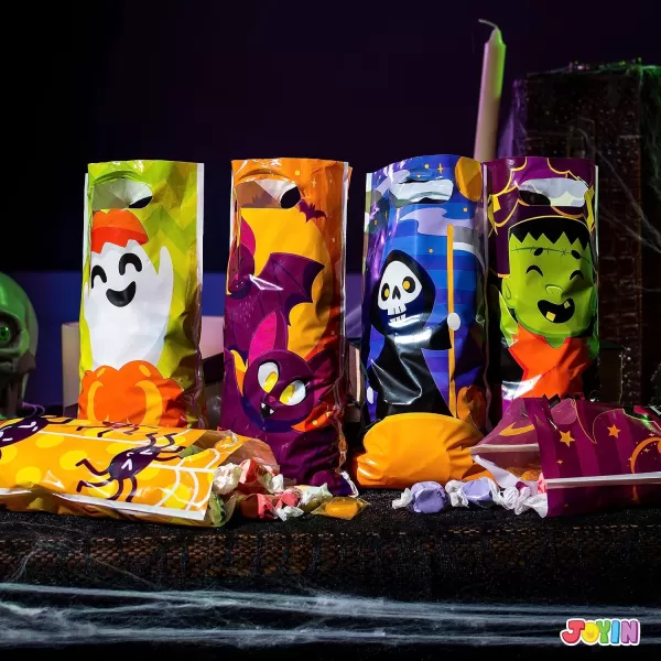 JOYIN 96 Pcs Halloween Candy Treat Bags in 6 Multi Character Designs Halloween Goodie Gift Bags Party Favors Halloween Trick or Treat Bags Event Party Supplies