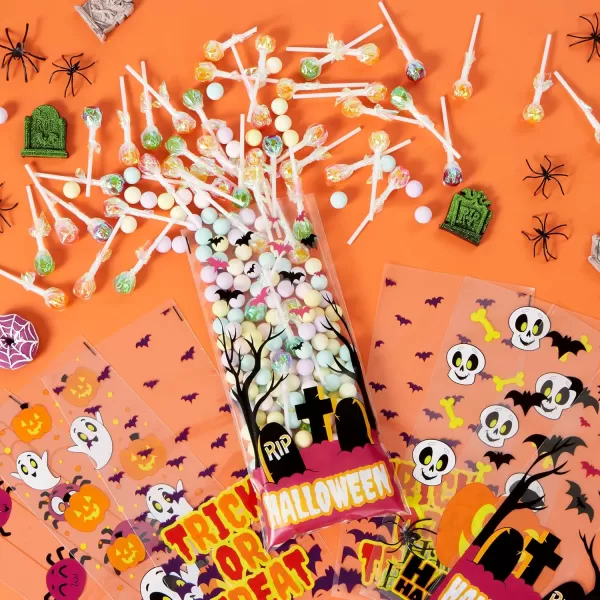 JOYIN 108 Pcs Halloween Cellophane Bags in 12 Halloween Classies Pattern Designs for TrickorTreating Halloween Party Favors Halloween Party Supplies Birthday Gifts Bags and Decoration