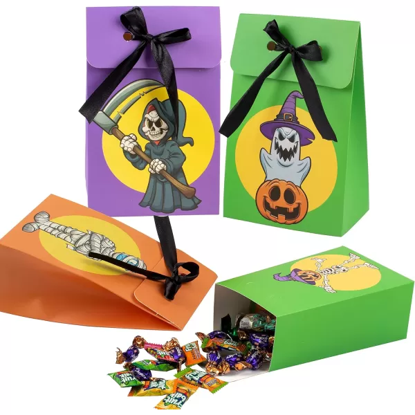 JOYIN 12 PCS Halloween Treat or Trick Paper Bags 6 Design Halloween Goodie Bags for Halloween Party Favor and Supplies Halloween Snack Candy Bags
