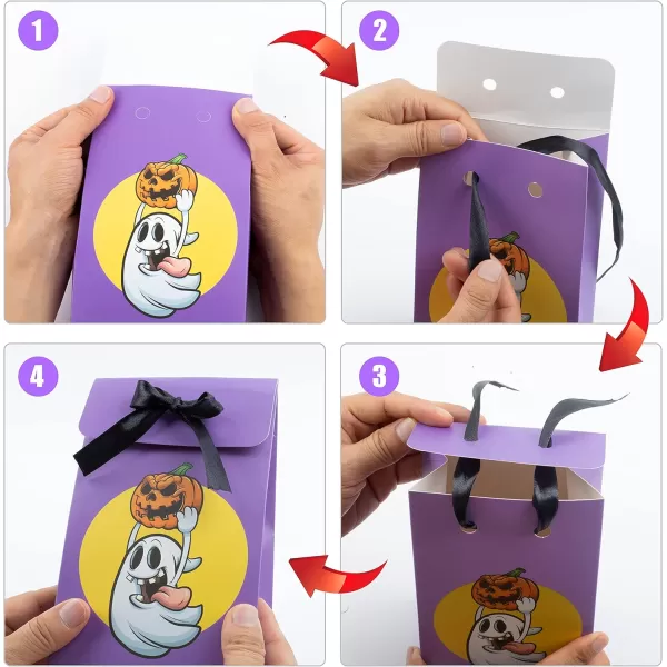 JOYIN 12 PCS Halloween Treat or Trick Paper Bags 6 Design Halloween Goodie Bags for Halloween Party Favor and Supplies Halloween Snack Candy Bags
