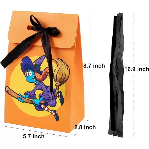 JOYIN 12 PCS Halloween Treat or Trick Paper Bags 6 Design Halloween Goodie Bags for Halloween Party Favor and Supplies Halloween Snack Candy Bags