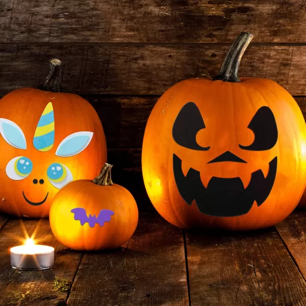 JOYIN 15 Packs Halloween Pumpkin Decorating Stickers Foam Craft Kit Party Supplies Party Favors for Kids Cute Pumpkin Foam Stickers Jack O Lantern Face Stickers School Arts Activities Games Gifts