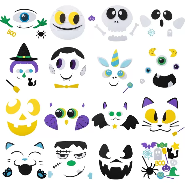 JOYIN 15 Packs Halloween Pumpkin Decorating Stickers Foam Craft Kit Party Supplies Party Favors for Kids Cute Pumpkin Foam Stickers Jack O Lantern Face Stickers School Arts Activities Games Gifts