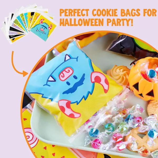 JOYIN 150 Pcs Halloween Cellophane Treat Bags Halloween Small Candy Bags Halloween Goodie Gift Bags for Trick or Treat Small Ziplock Bags for Halloween Party Favor Supplies