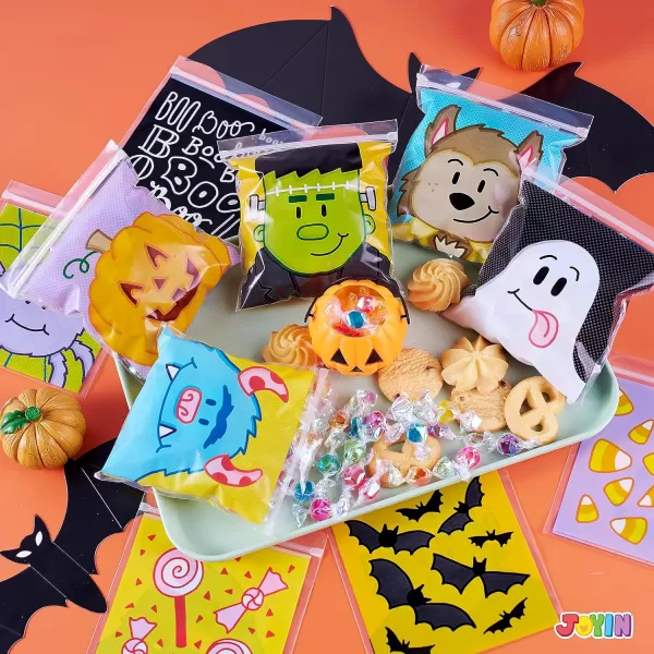 JOYIN 150 Pcs Halloween Cellophane Treat Bags Halloween Small Candy Bags Halloween Goodie Gift Bags for Trick or Treat Small Ziplock Bags for Halloween Party Favor Supplies
