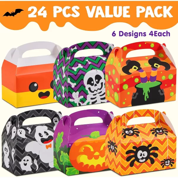 JOYIN 24 PCS Halloween Candy Boxes House Cardboard Goodie Boxes Cookies Goodie Bags for Trick or Treat Holiday Pastries Cupcakes Halloween Party Favor Supplies Halloween Decoration