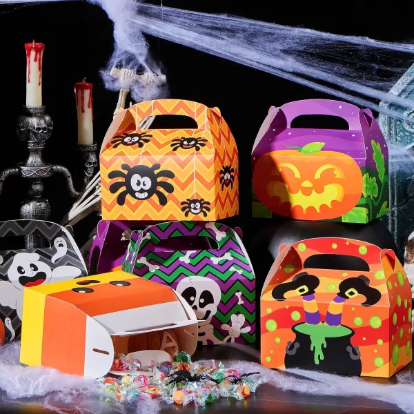 JOYIN 24 PCS Halloween Candy Boxes House Cardboard Goodie Boxes Cookies Goodie Bags for Trick or Treat Holiday Pastries Cupcakes Halloween Party Favor Supplies Halloween Decoration