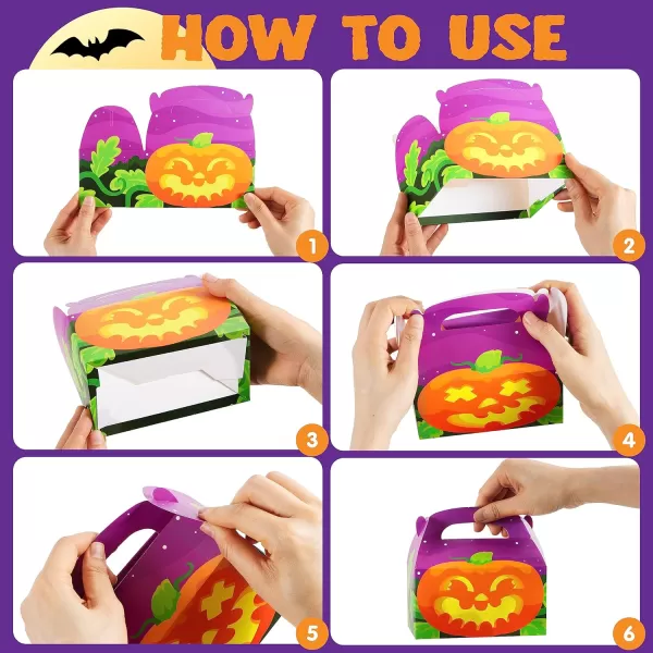JOYIN 24 PCS Halloween Candy Boxes House Cardboard Goodie Boxes Cookies Goodie Bags for Trick or Treat Holiday Pastries Cupcakes Halloween Party Favor Supplies Halloween Decoration