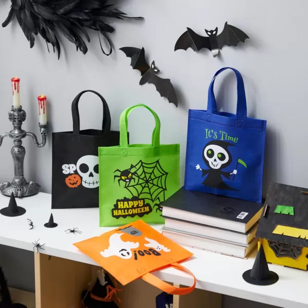 JOYIN 24pcs Halloween NonWoven Treat Bags 9quot Goodie Totes Bags with Handles Halloween Candy Bags for Kids Trick or Treating 6 Cute Designs Gift Bags Party Favor Supplies