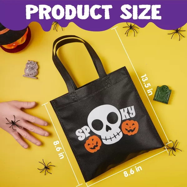 JOYIN 24pcs Halloween NonWoven Treat Bags 9quot Goodie Totes Bags with Handles Halloween Candy Bags for Kids Trick or Treating 6 Cute Designs Gift Bags Party Favor Supplies